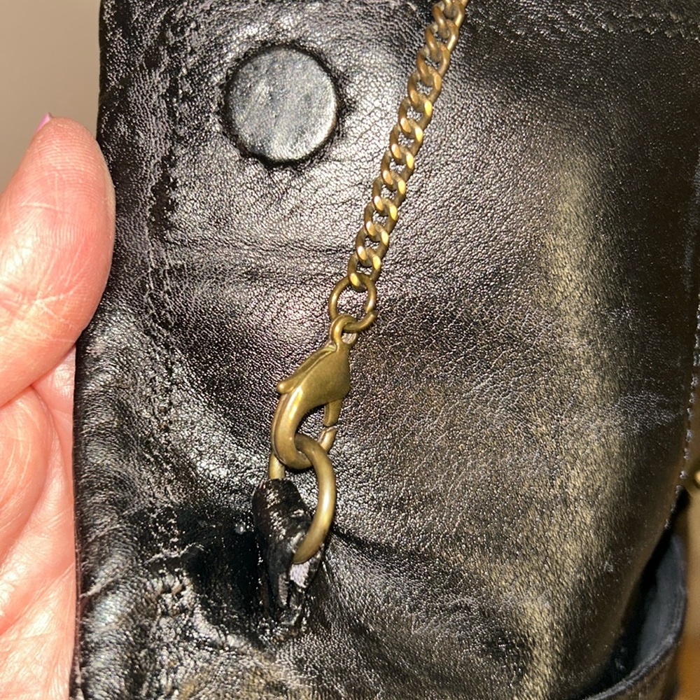 BDG Elegant Black small genuine Leather Crossbody Bag, clutch minimalist - Picture 11 of 17